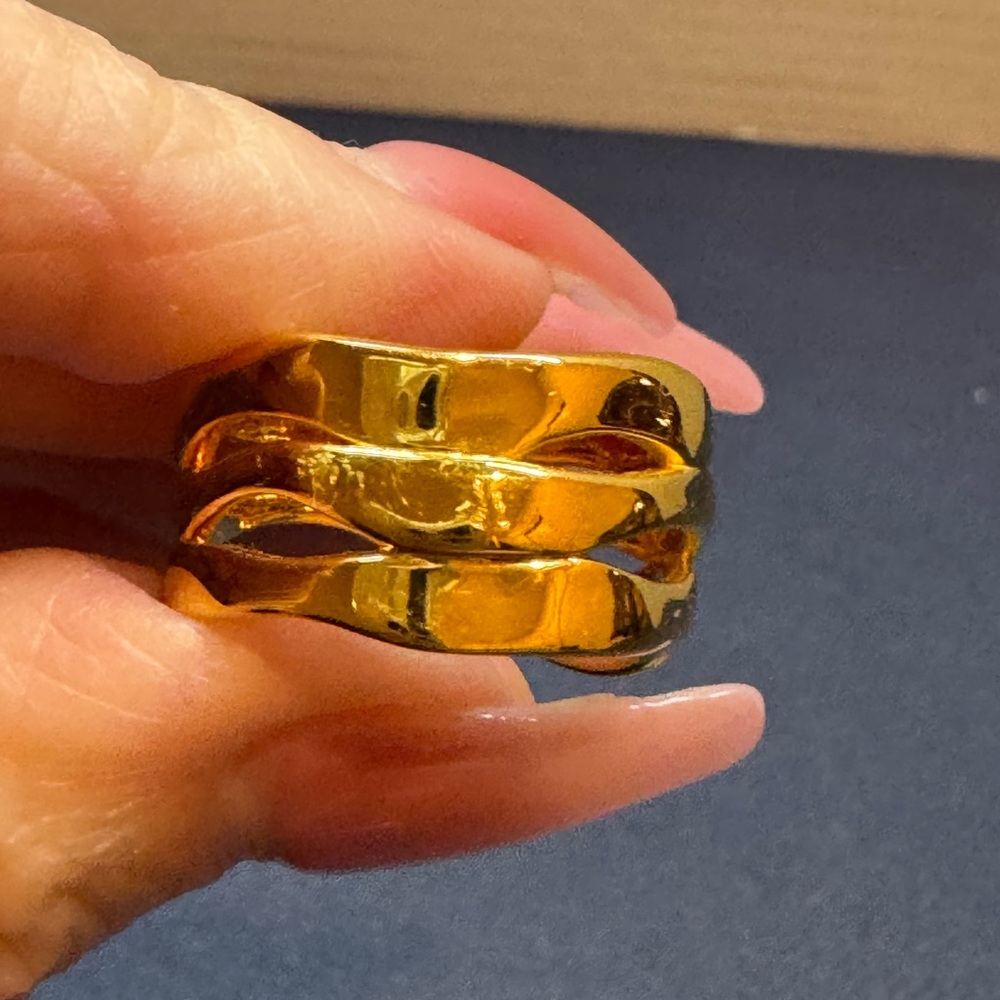 Monica Vinader 18k Vermeil Gold Wave Triple Band Ring - Picture 6 of 6